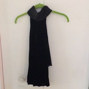 Bill Blass black velvet top with taffeta bow at the neck with buttons on back.